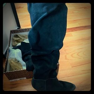 Slouchy black suede boots